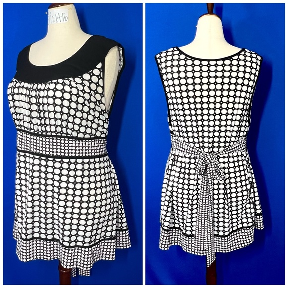👗 |•LANE BRYANT•| Black & White Mod Dots & Checks Dress Size 26/28 - Picture 2 of 6